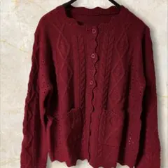 【新品未使用品】赤 ケーブルニット カーディガン 長袖