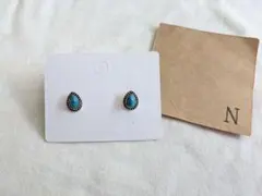 6アンティーク風ドロップ型ターコイズカラーピアス　ハンドメイドピアス