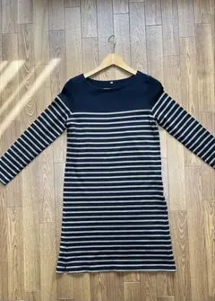 無印良品　黒&ベージュのストライプワンピース