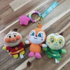 アンパンマン ぬいぐるみストラップ 3体セット 指人形 パペット