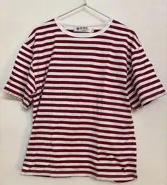 GDC 赤と白のストライプ 半袖Tシャツ　L