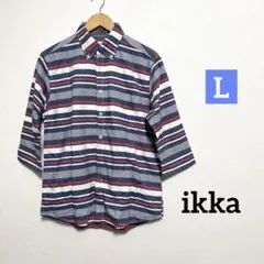 ikka 七分袖 ストライプ ボタンダウンシャツのサムネイル
