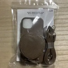 3COINS ショルダー付きハートスマホケース ブラウン iPhone15