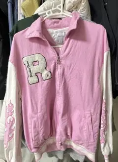ピンク ジップアップジャケット R刺繍