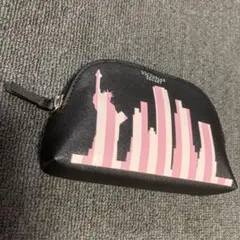 新品レア ヴィクトリアシークレット ミニポーチ ブラック 黒 ピンク プリント