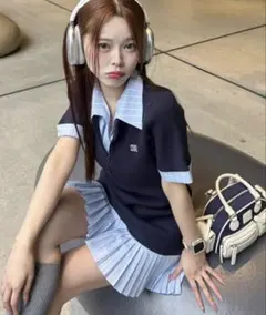 Nono 企画 ドッキングプリーツ半袖ワンピ NICE CLAUP