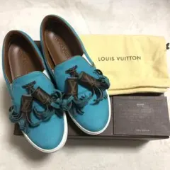 美品 LOUIS VUITTON スリッポン モノグラム デニム生地