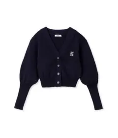 snidel ロゴ刺繍クロップドカーディガン