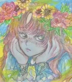 花と少女のイラスト