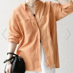 SHIPS any:<洗濯機可能>リネンミックス スタンドカラーポケットシャツ