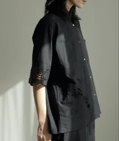 anuke Cutwork Lace Shirts(BK)のサムネイル