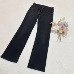 【ユニクロ】ストレートジーンズ デニム ハイライズ ブラック 23インチ S