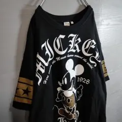 ディズニー オールドミッキー 両面ビッグプリント Tシャツ 3L ブラック 