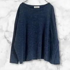 サンバレー　カットソー　長袖Tシャツ　ネイビー　　シンプル　ゆったり　無地