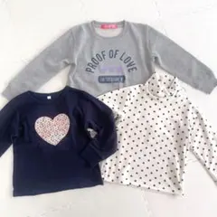 キッズ女の子110〜120㎝トップス3点セット長袖TシャツロンT裏起毛トレーナー