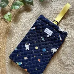 シューズケース/上履き入れ/キルティング生地/宇宙柄