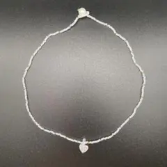 ハートチャーム ビーズネックレス ハンドメイド