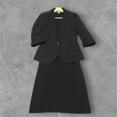 レディース スーツ セットアップ 00s 七分袖 膝丈ワンピ 黒 S 卒業式