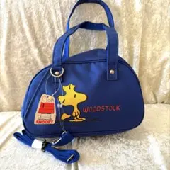 未使用　ウッドストック　ミニボストンバッグ　ショルダー付き　スヌーピー レトロ