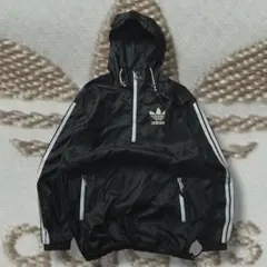 80s adidas ナイロンアノラック ハーフジップ トレフォイル バックロゴ