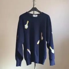 【良好・補修痕あり】BALLANTYNE カシミヤ　ニット　セーター　40 紺色