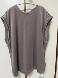アルページュ　ベロアTシャツ　グレージュ　新品タグ付きのサムネイル