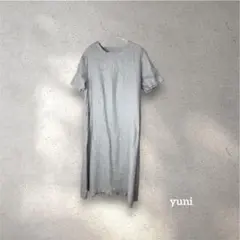 yuni ユニ 麻100% ワンピース 半袖 バックデザイン ライトグレー