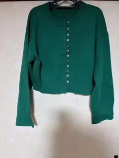 ジーナシス　ニットカーディガン　ショート　グリーン　緑