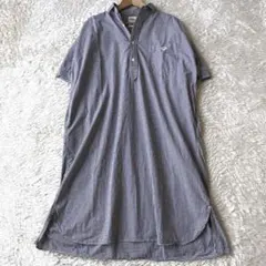 DANTON極美品ギンガムチェックプルオーバー シャツワンピース 黒×白