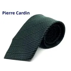 Pierre Cardin ネクタイ　グリーン×ブラック　ストライプ　絹100%