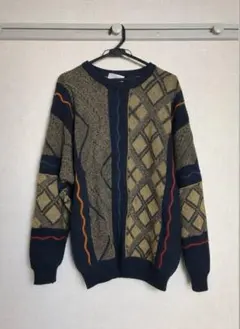 YVES SAINT LAURENT トリコ ヴィンテージ 総柄ニット Vネック - メルカリ