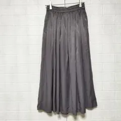 ユニクロ (S)　ドレープギャザー ロングスカート　光沢感　ポケットあり