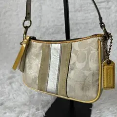 コーチ シグネチャー ダメージ加工 デミ アクセサリーポーチ ワンショルダー