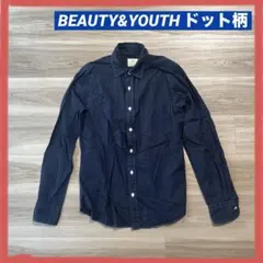 BEAUTY&YOUTH ドット柄 長袖シャツ ネイビー Sのサムネイル