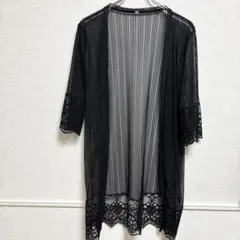 レース ロングカーディガン 黒 Mサイズ