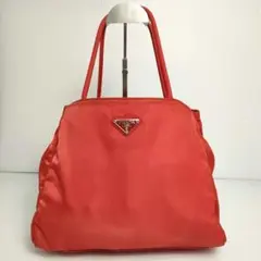 PRADA ナイロン バッグ 三角ロゴ 肩掛け トートバッグ レッド ショルダー