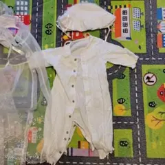 ホワイトベビードレス 帽子付き　ミキハウス