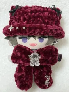 ネコ耳ニット帽＆リボン　にじぱぺっと　ぬい服　レッド