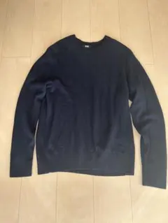 【値下げ】ユニクロ　カシミヤ100%クルーネックセーター メンズM ネイビー
