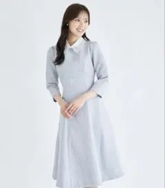 tocco closetレース襟付きバックレースアップツイードワンピース