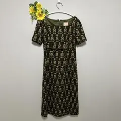 Sybilla ロングワンピース 半袖 ウエスト紐付き パッチワーク柄 M