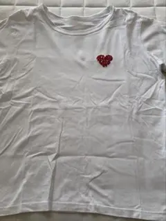 ハート刺繍 半袖Tシャツ ホワイトのサムネイル