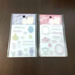 【新品】セリア クリアスタンプ フラワー＆メッセージ 2点セット