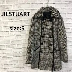 ☆JILLSTUART ジルスチュアート ウールコート　ツイード S 白黒 総柄