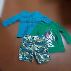 MIKI HOUSE　ダブルB　７分丈Tシャツ二枚、ハーフパンツ　セット