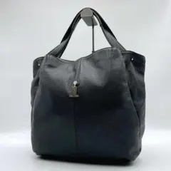 LANVIN collection A4 ハンドバッグ シボ革 ブラックf704
