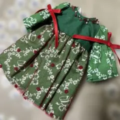 緑の花柄ドール用ドレス