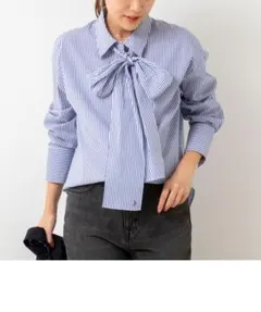 美品【NOLLEY'S／ノーリーズ】リボンタイパール釦シャツのサムネイル