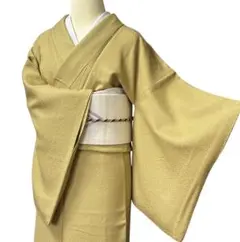 夏帯 名古屋帯 絽綴れ 波筏織 辛子色 八寸 正絹 - メルカリ