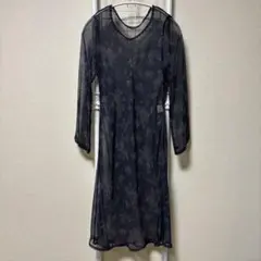 Lucile / ルラル　黒 シースルー 花柄 長袖 ワンピース M